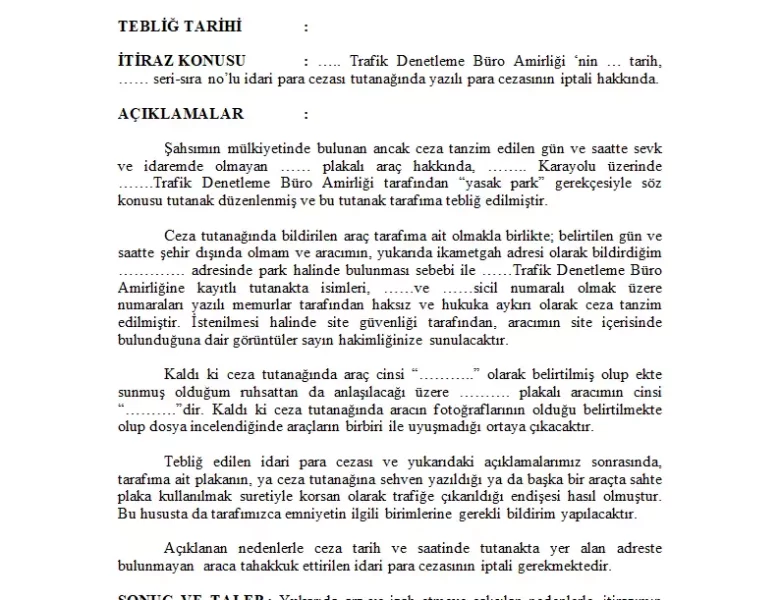 Arabada Sigara İçme Cezası İtiraz, Dilekçe Örneği, İtiraz Nereye Yapılır?