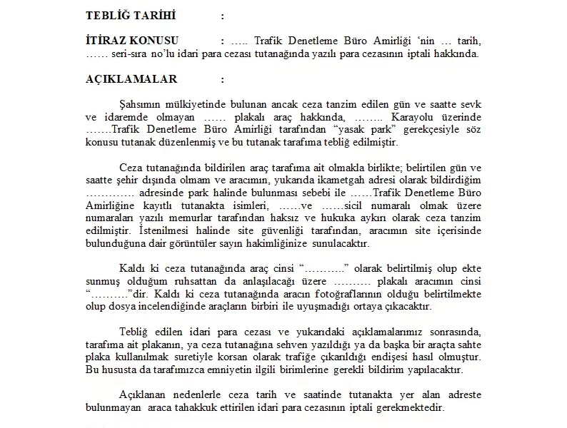 Arabada Sigara İçme Cezası İtiraz, Dilekçe Örneği, İtiraz Nereye Yapılır?