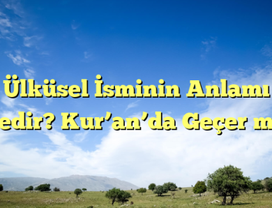 Ülküsel İsminin Anlamı Nedir? Kur’an’da Geçer mi?